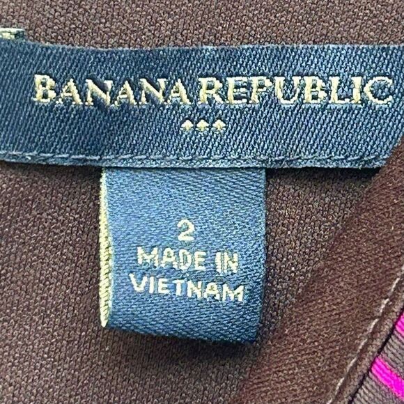 Banana Republic Faux Wrap Dress Women's Small Fuchsia Purple Surplice Geometric - Picture 10 of 12